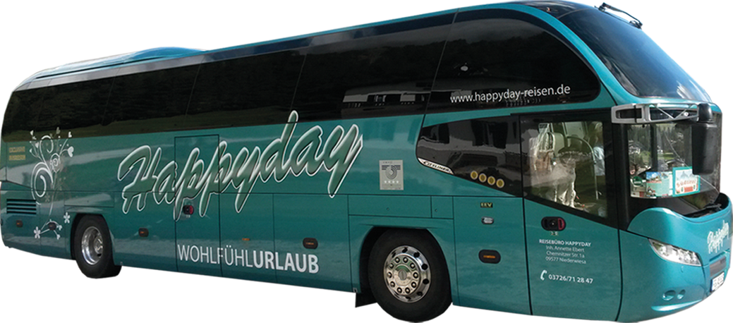 Exclusiver Reisebus des Reisebüro Happyday aus Niederwiesa